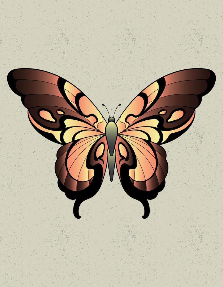 tatuaje de mariposa neo tradicional vector