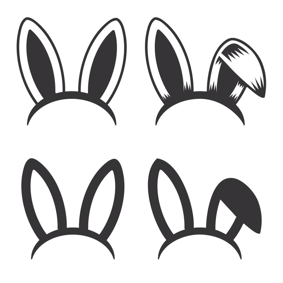 Rabbit ear hat. Greeting card with rabbit headband. Bunny ears. Vector illustration.