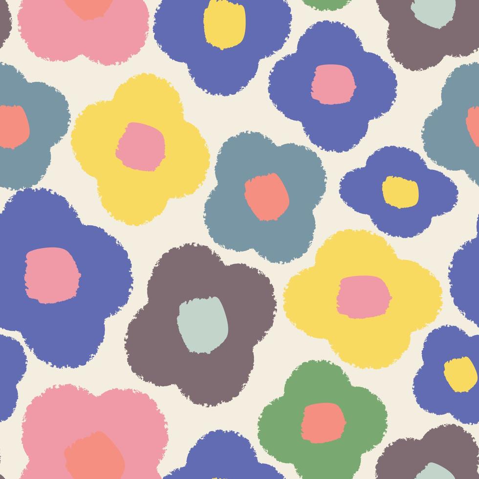 doodle hand drawn paint brush flowers , seamless pattern background , greeting card or fabric vector