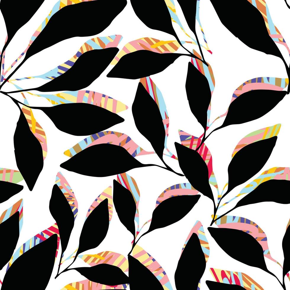 seamless mixed abstract leafs pattern background , greeting card or fabric vector