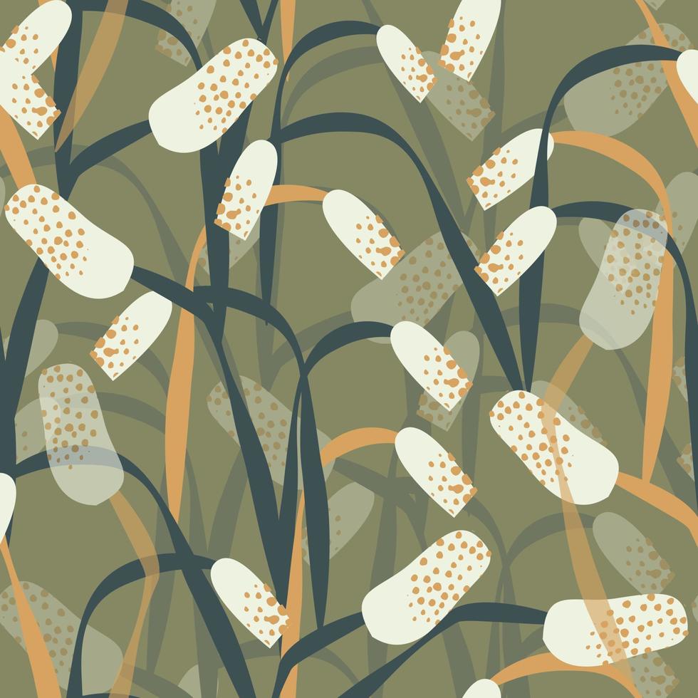 seamless abstract blooms and leafs pattern background , greeting card or fabric vector
