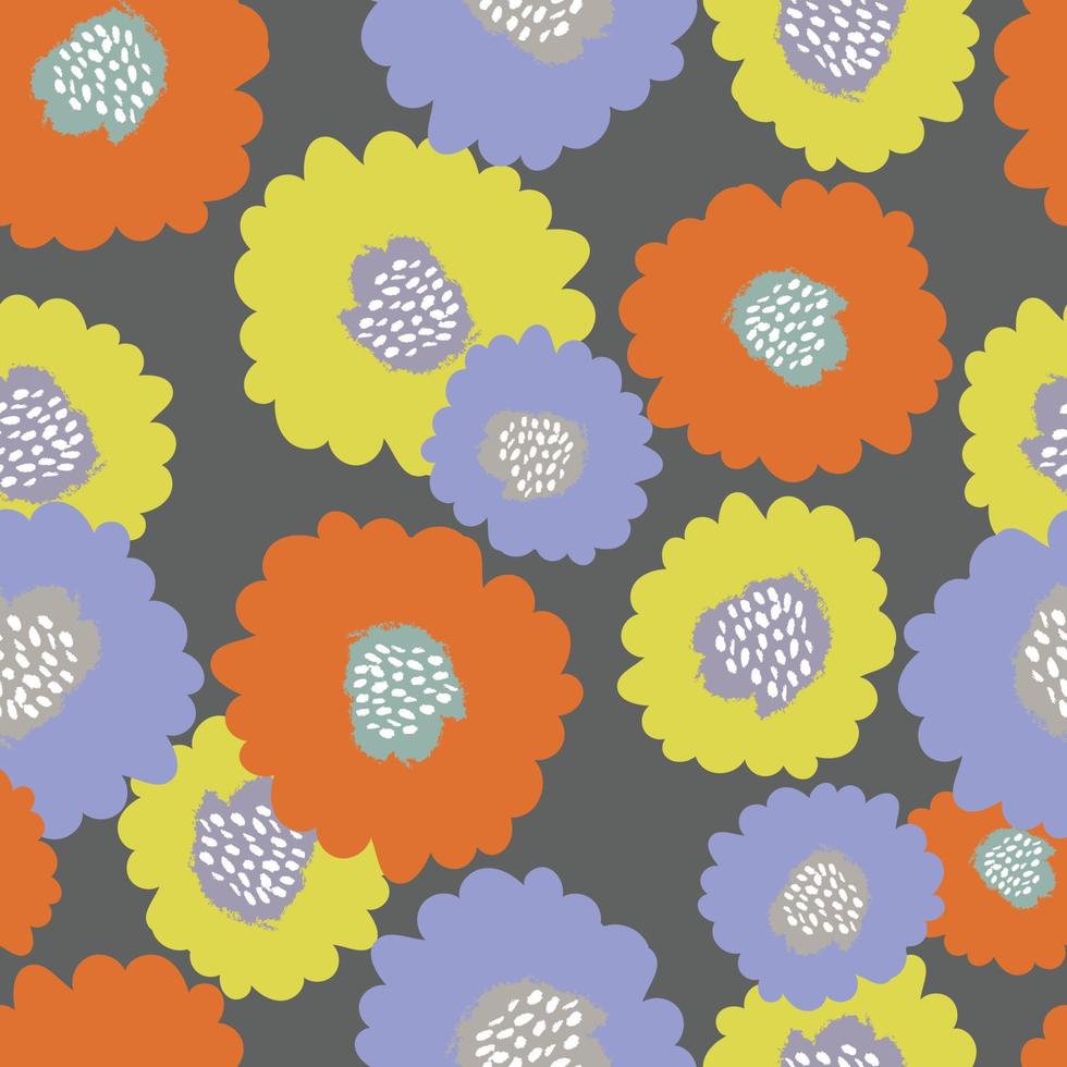 seamless mixed hand drawn flowers pattern background , greeting card or fabric vector