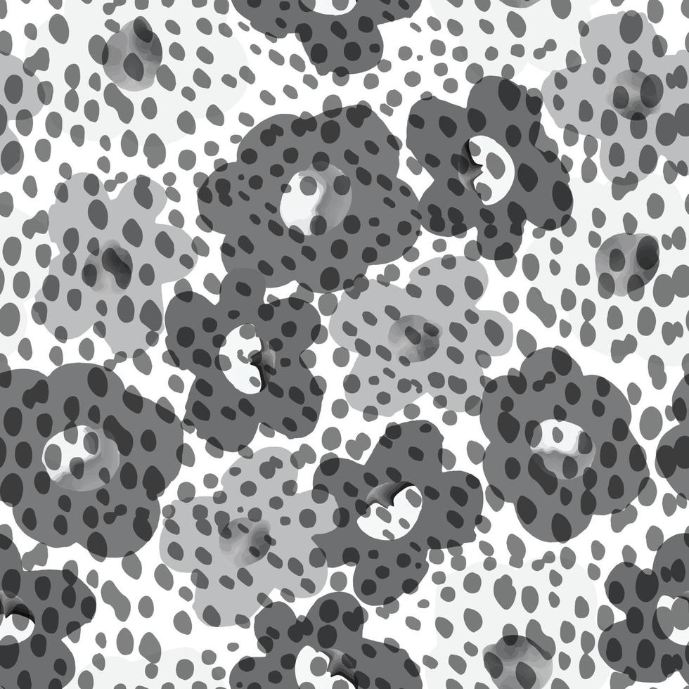 seamless black dot and flowers pattern background , greeting card or fabric vector