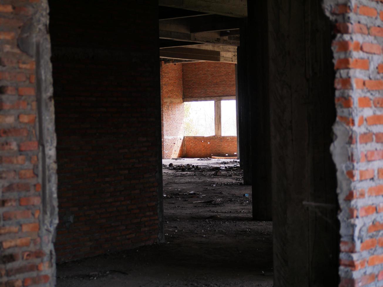 A brick wall being built. photo