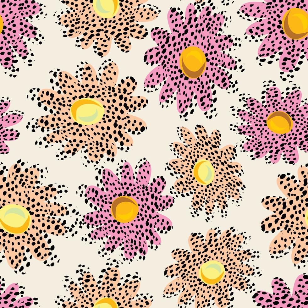 seamless abstract polka dot flowers pattern background , greeting card or fabric vector