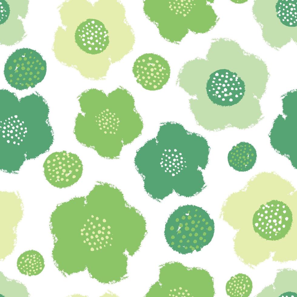 seamless cute green flowers pattern background , greeting card or fabric vector