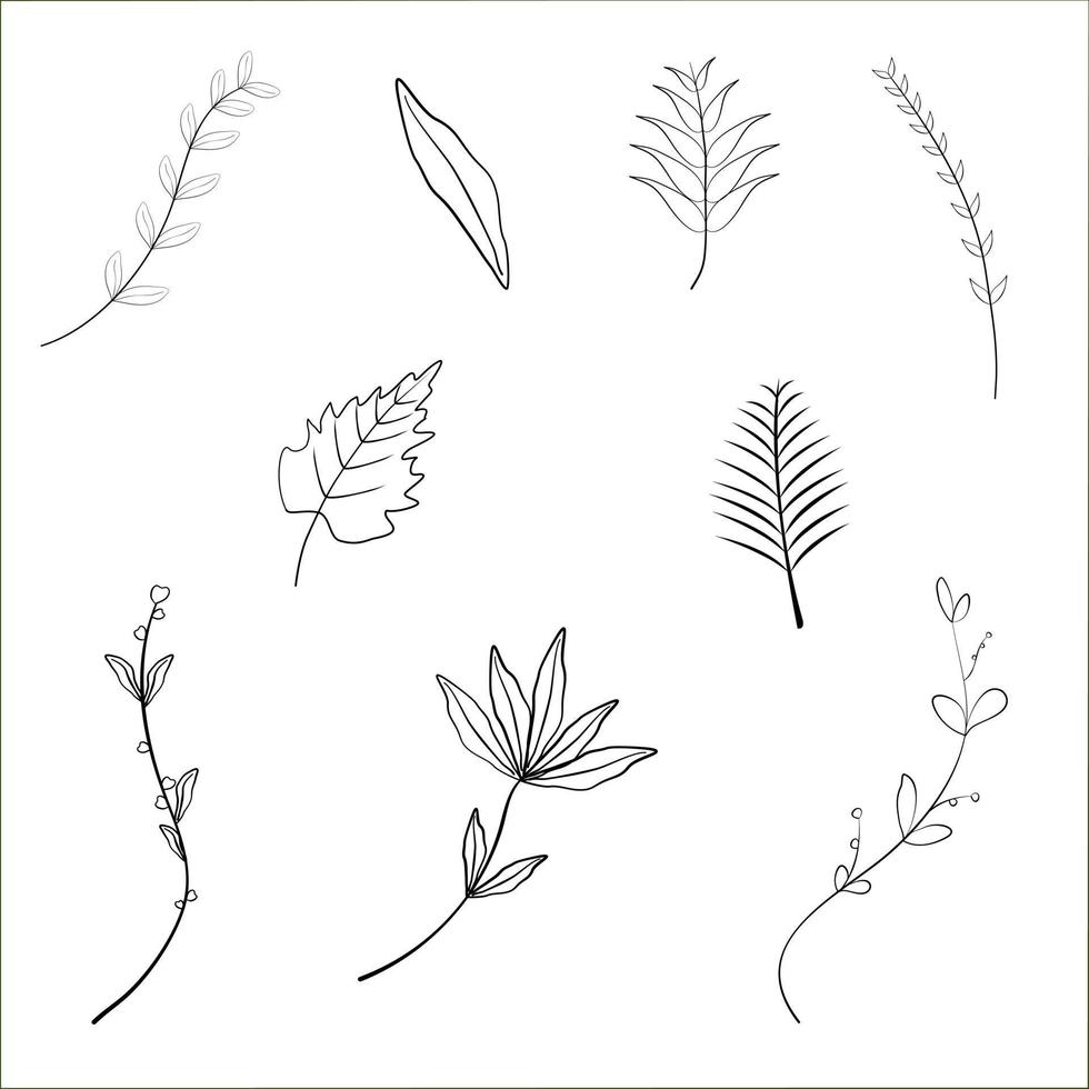 Doodle leaf decor abstract background vector illustration