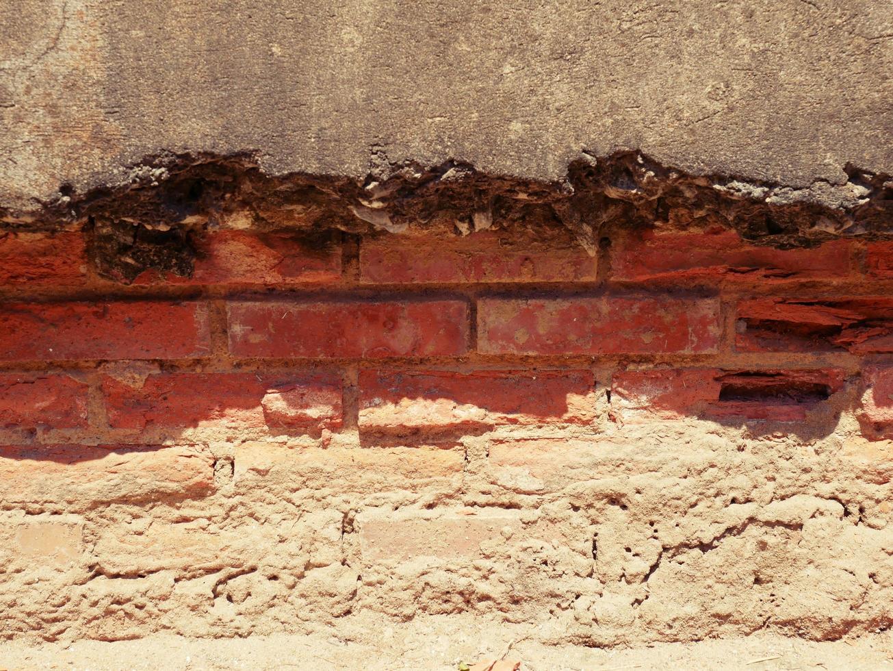 The old cement wall was weathered, the surface was scratched, the surface was scratched and damaged. For a mysterious retro-conservative background. photo