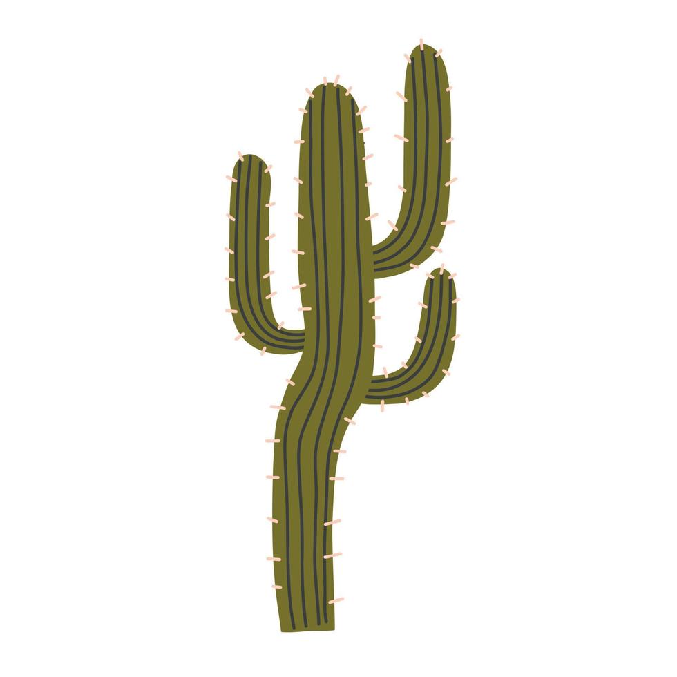 cactus verde con espinas amarillas vector