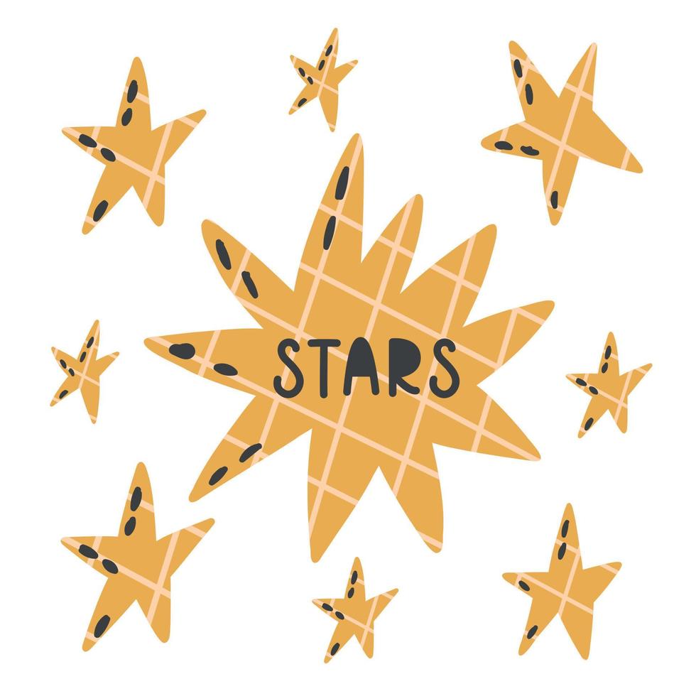 Set cute geometric abstract yellow stars vector