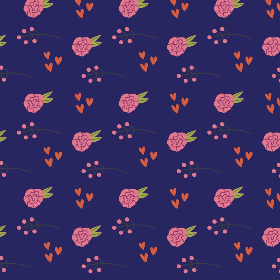 Romantic bright heart rose flowers pattern vector