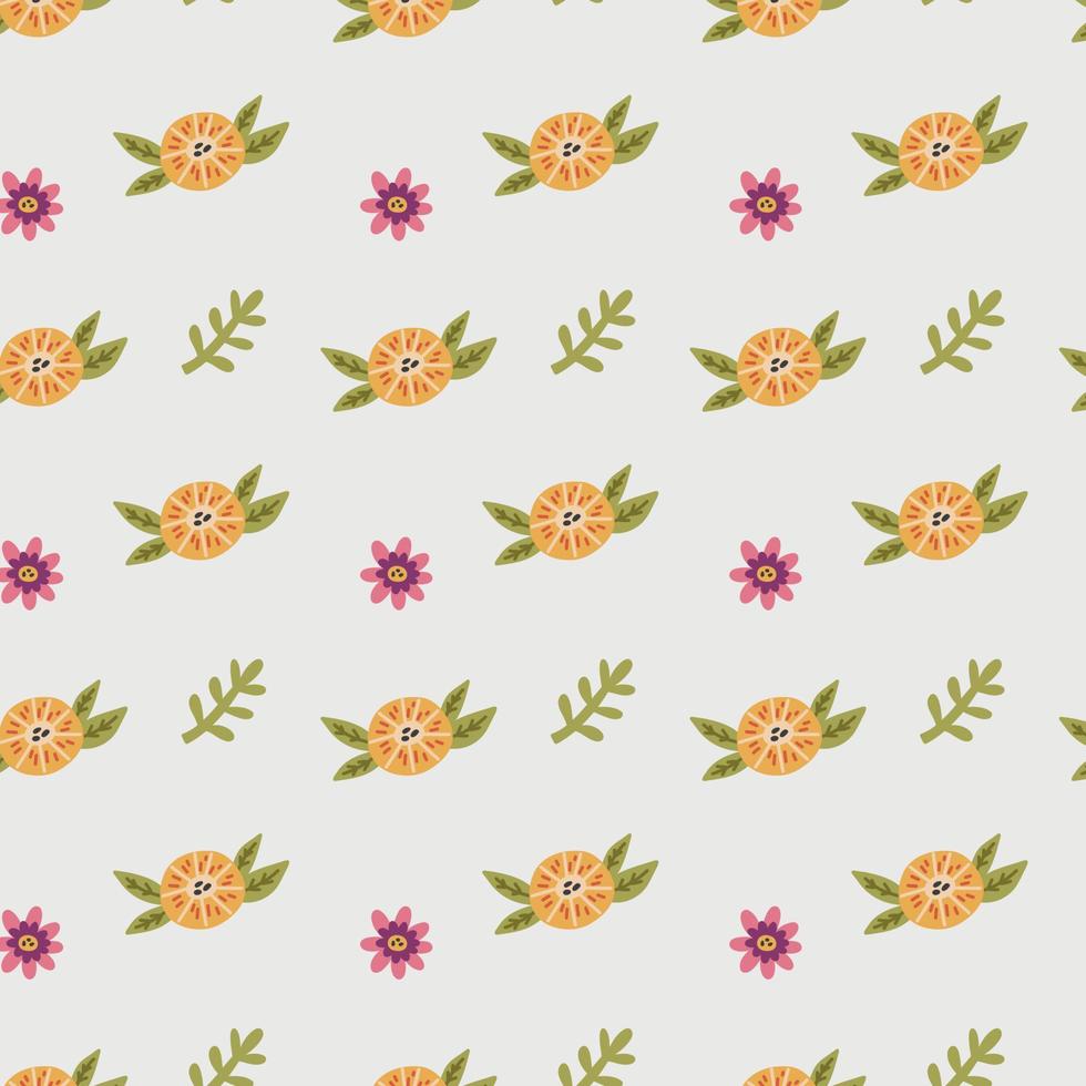 Minimalistic yellow flowers with twigs pattern vector