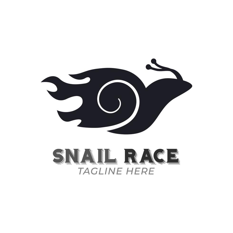 Racer snail logo design, nature animal symbol illustration template, fire vector