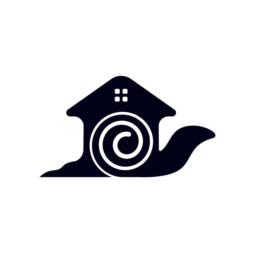 Snail house logo design, animal silhouette symbol illustration template vector