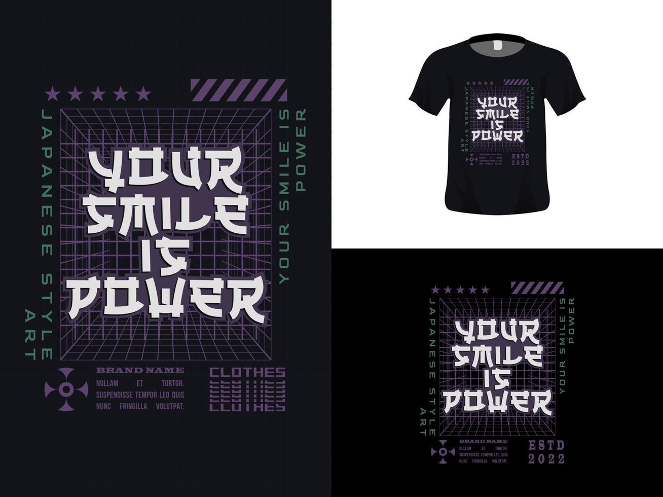 Tshirt typography quote design, Your Smile Is Power for print. Poster template, Premium Vector. vector