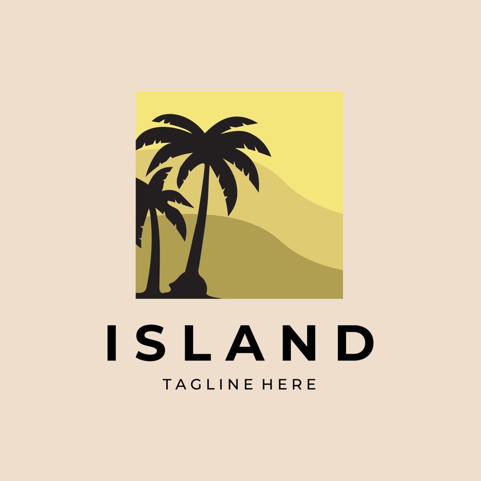 beach logo design and tropical island  vector template