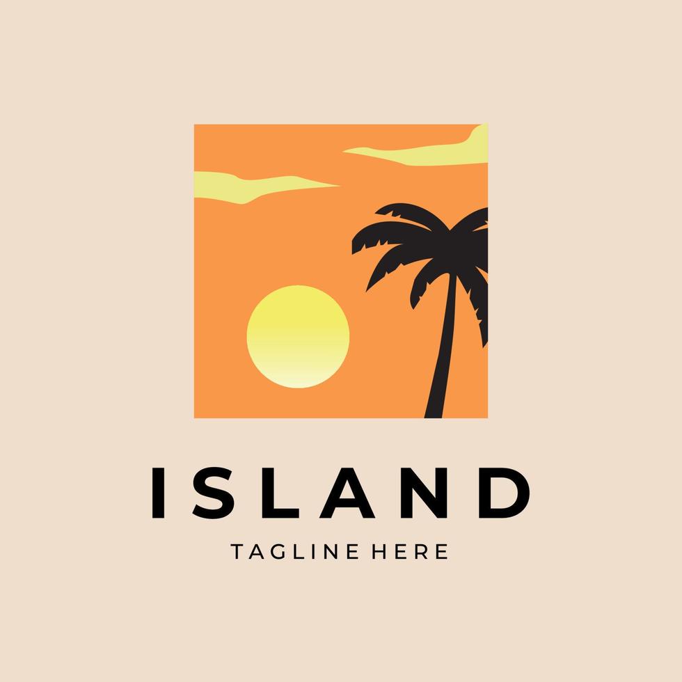 beach logo design and tropical island  vector template