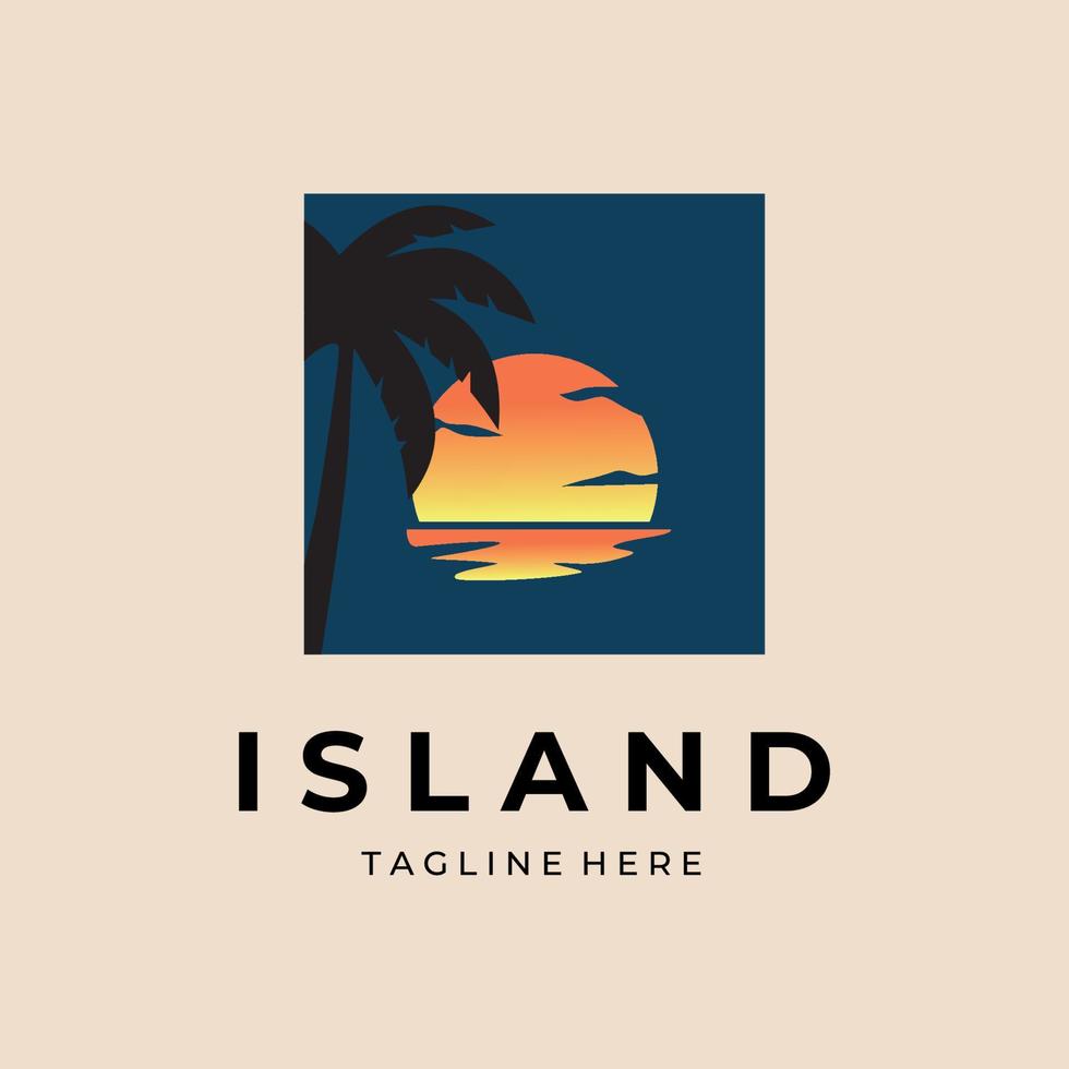 beach logo design and tropical island  vector template