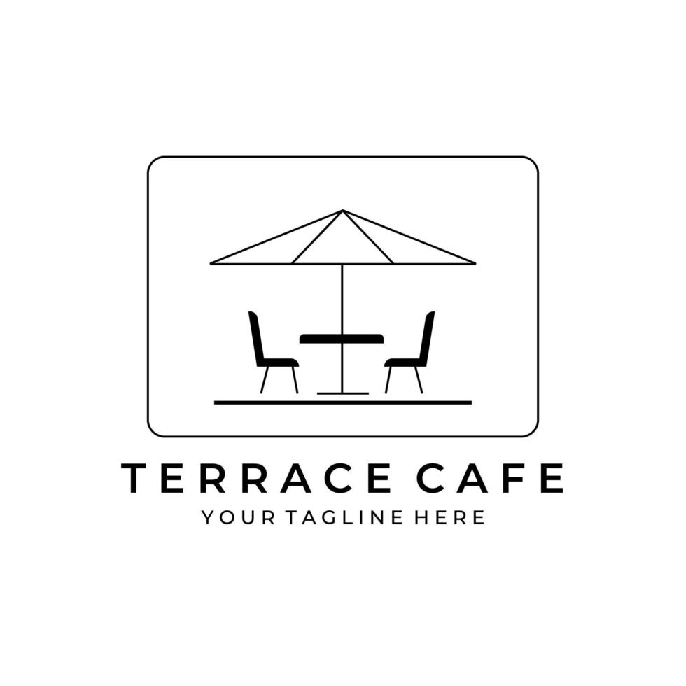 Terrace cafe line art logo vector illustration design