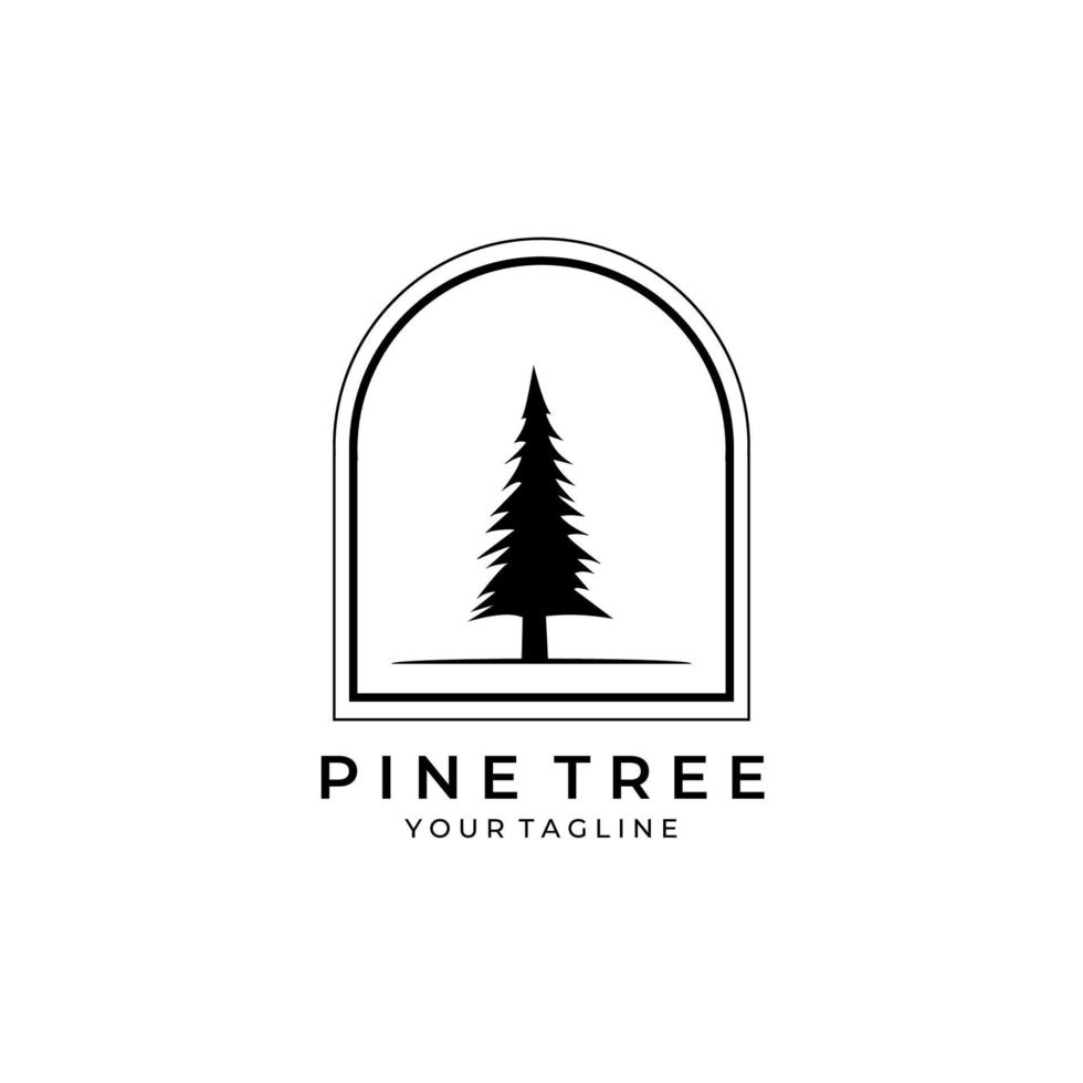 pine tree nature logo vector vintage symbol illustration design