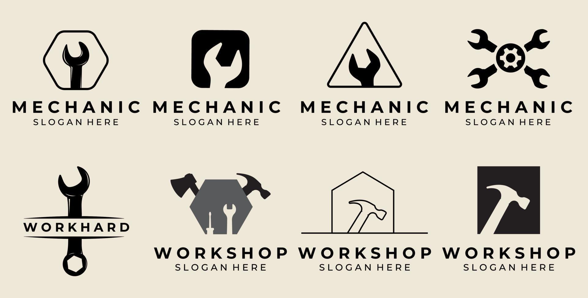 conjunto de diseño de vector de logotipo mecánico
