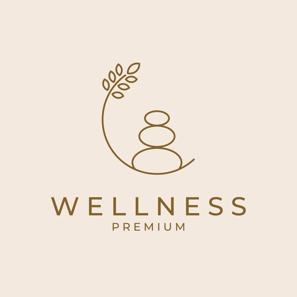 wellness rock zen stone stones logo line art vector icon illustration design