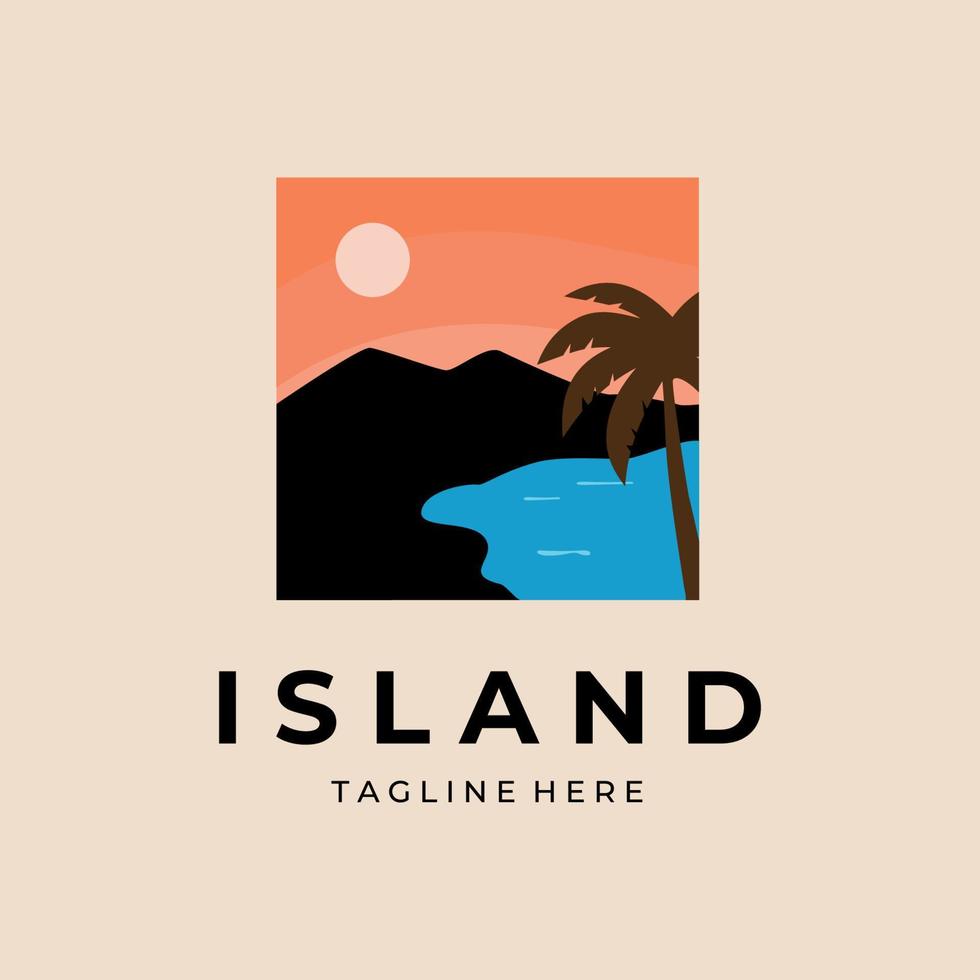 beach logo design and tropical island  vector template