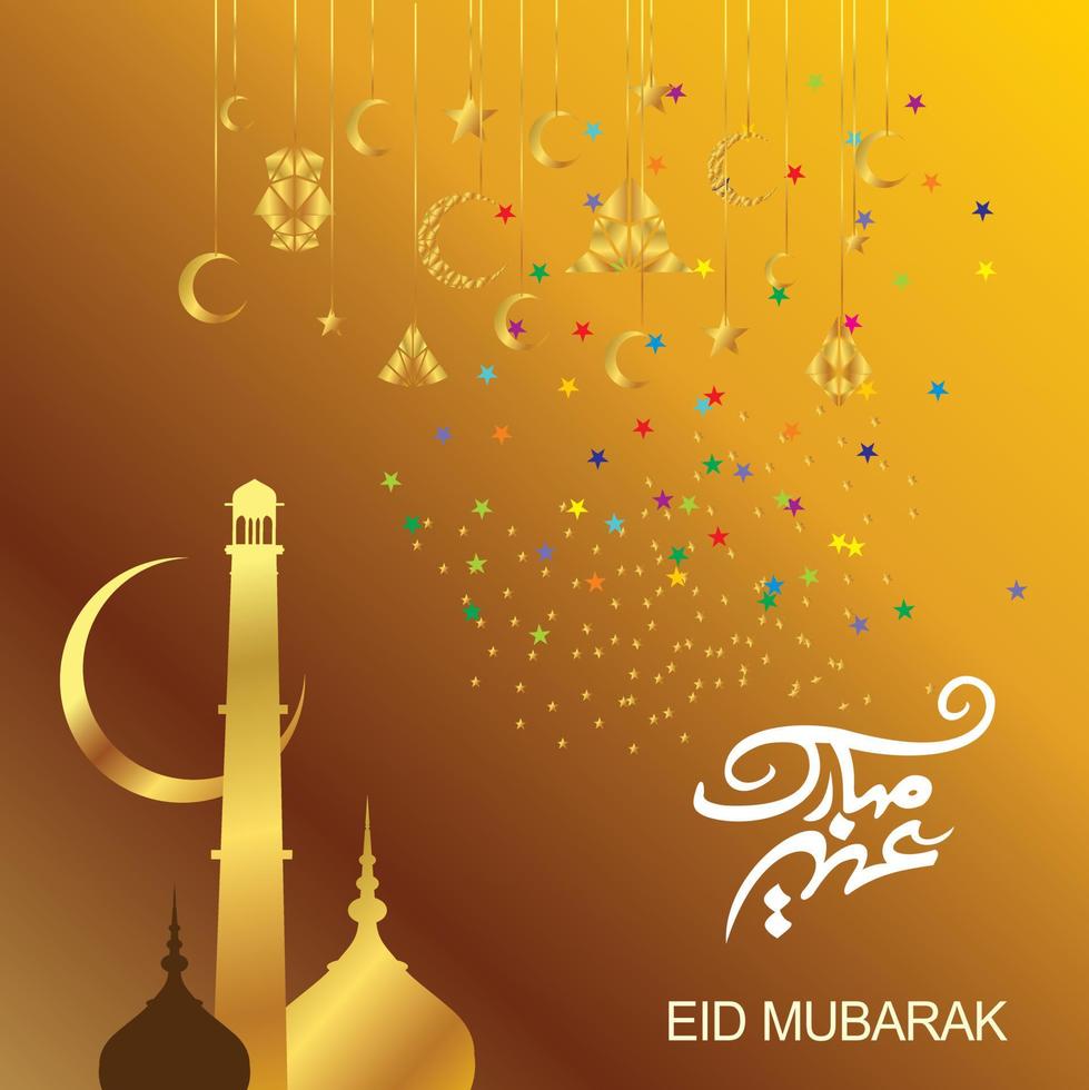 eid mubarak con caligrafía árabe para la celebración del festival de la comunidad musulmana. vector