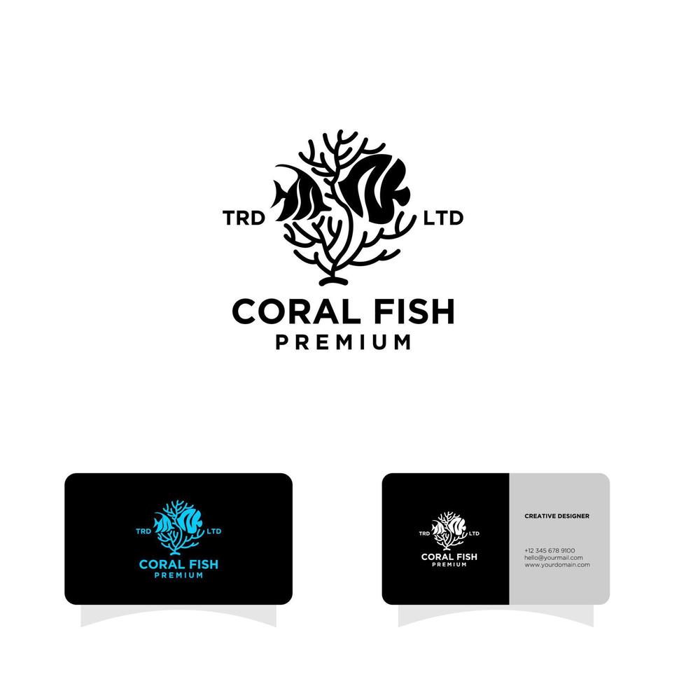 diseño de logotipo de peces de coral vector