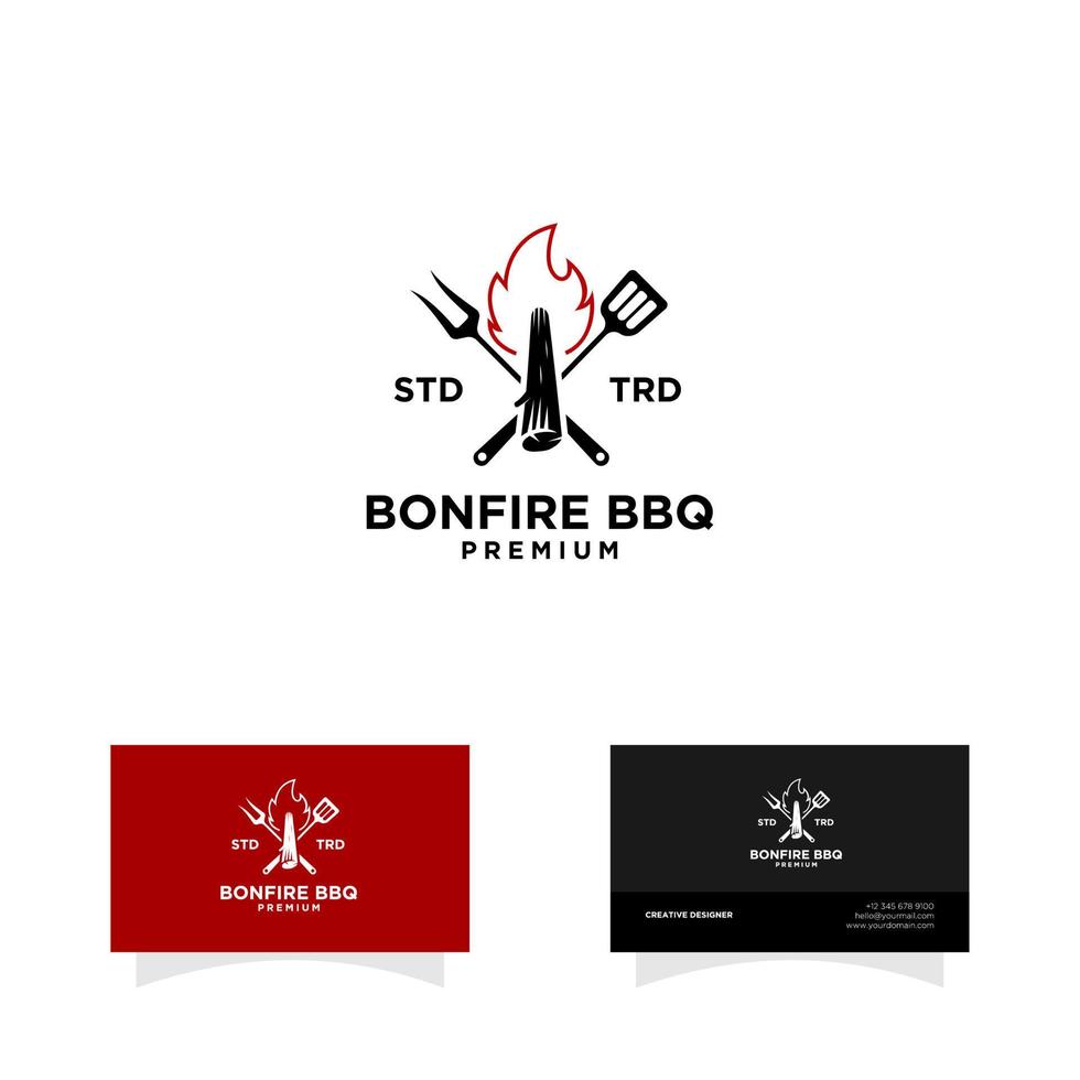 Bonfire Flame Barbecue Grill food Logo vector