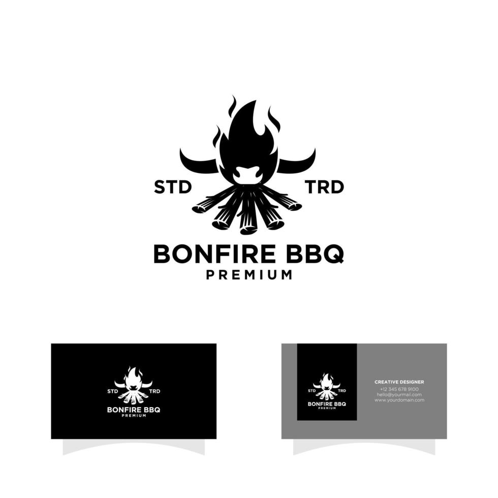 Bonfire Flame Barbecue Grill food Logo vector