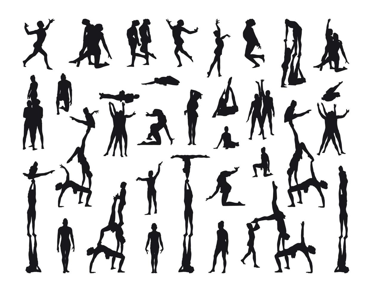Black Silhouettes of Acrobats vector