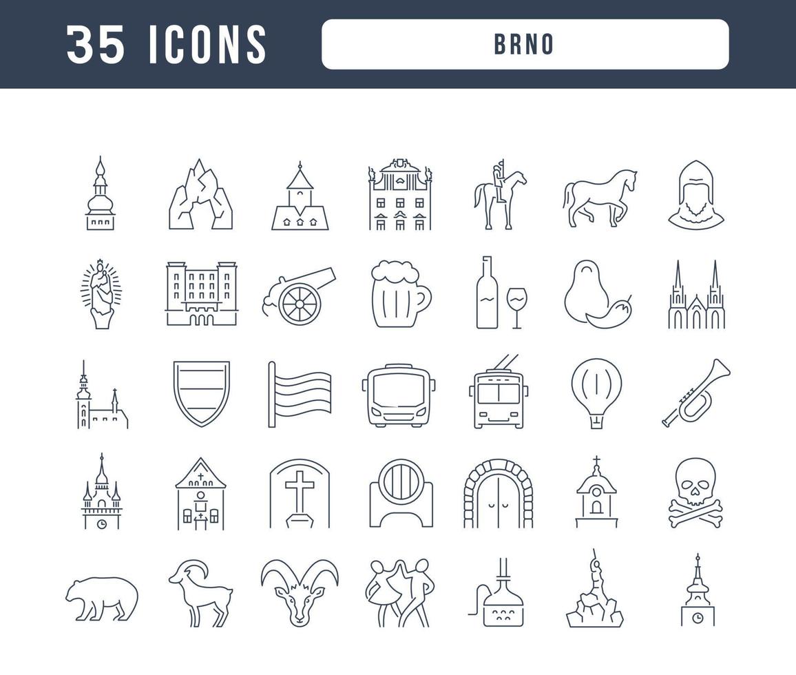 conjunto de iconos lineales de brno vector