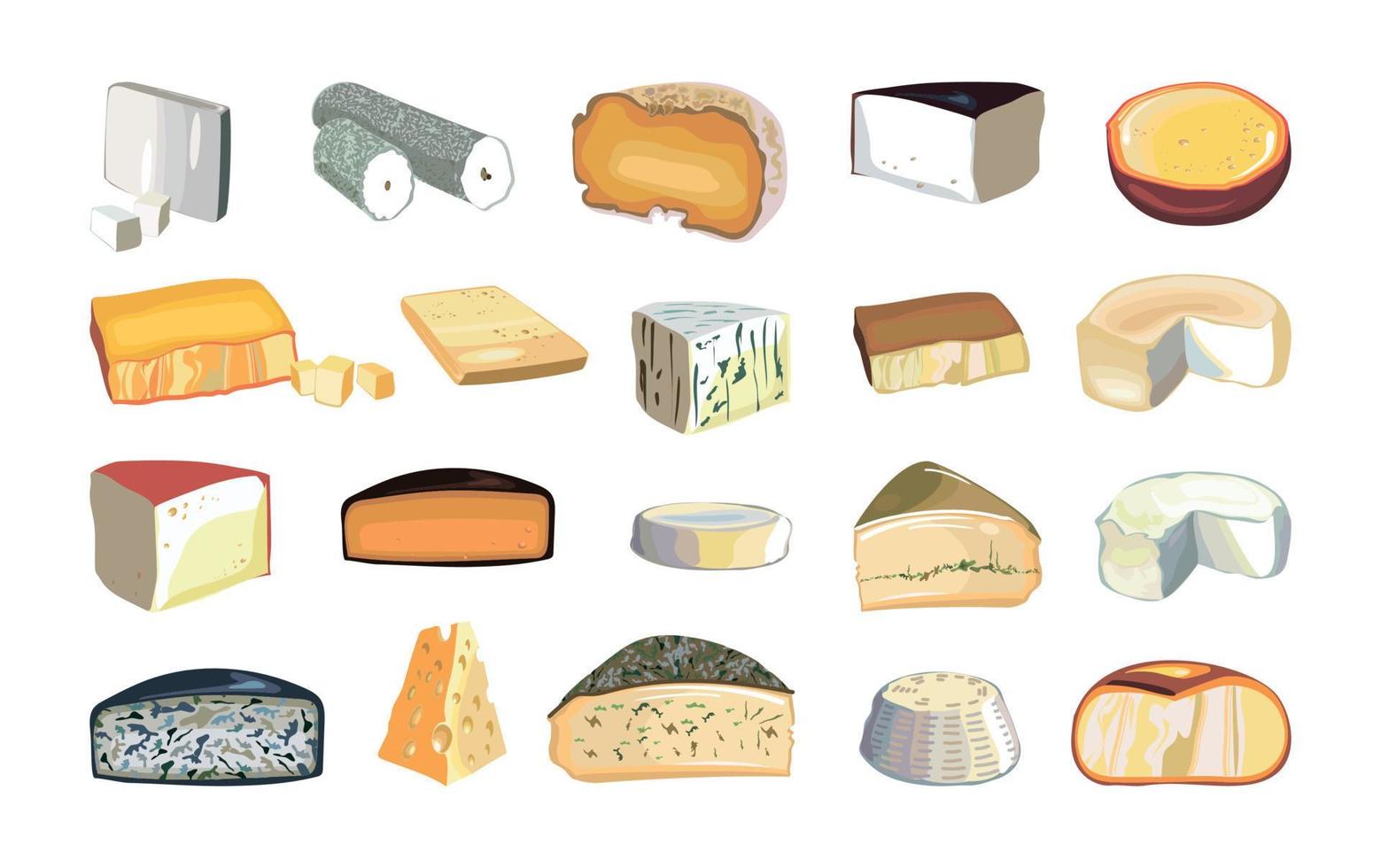Set of Realistic Cheese vector