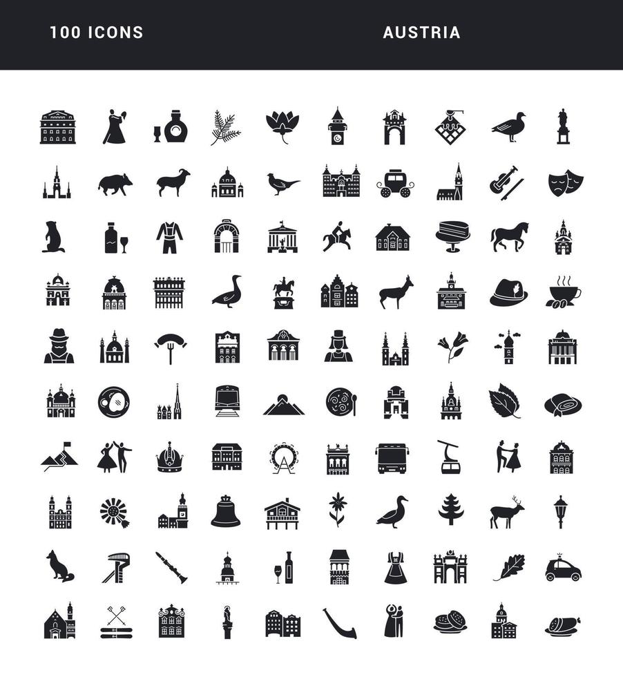 Set of simple icons of Austria vector