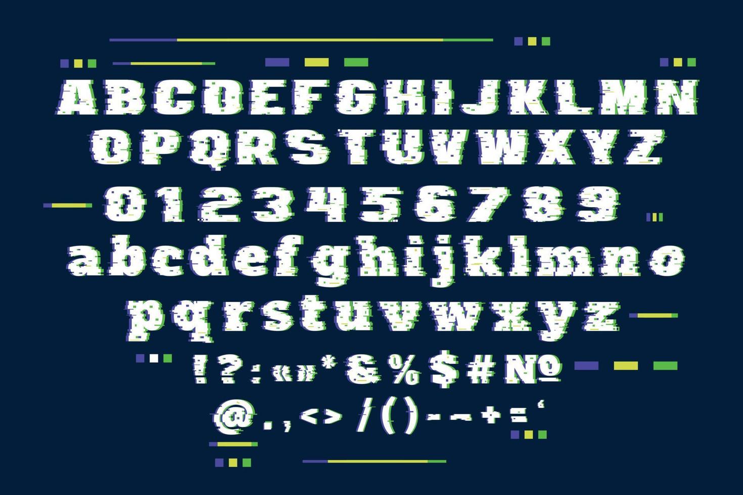 Font in Glitch Style vector