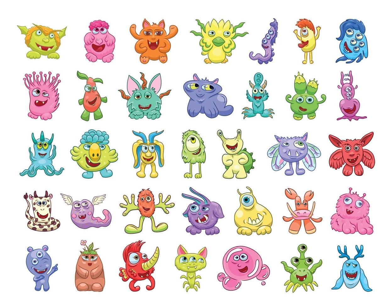 Set of Cartoon Monsters vector