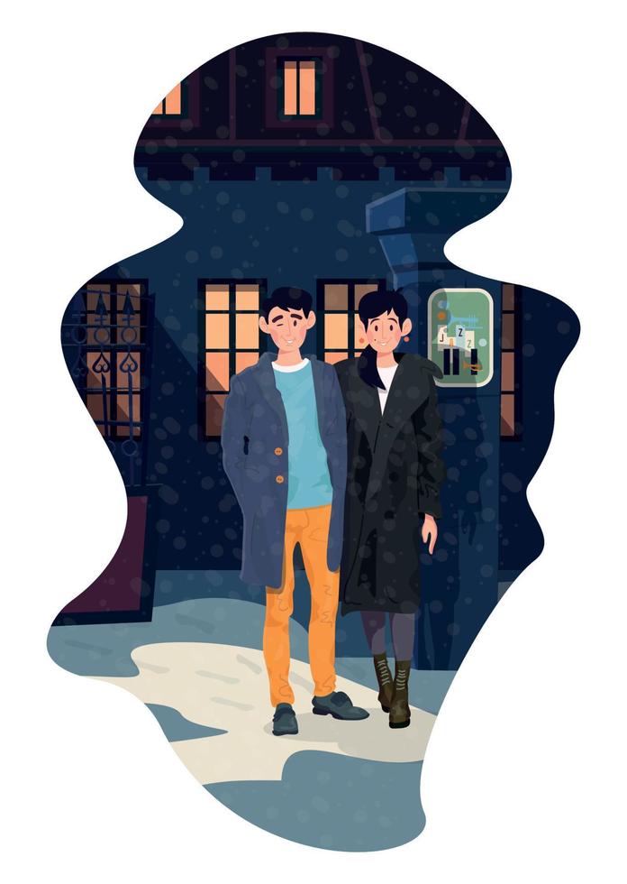 Lovers on an Evening Walk vector