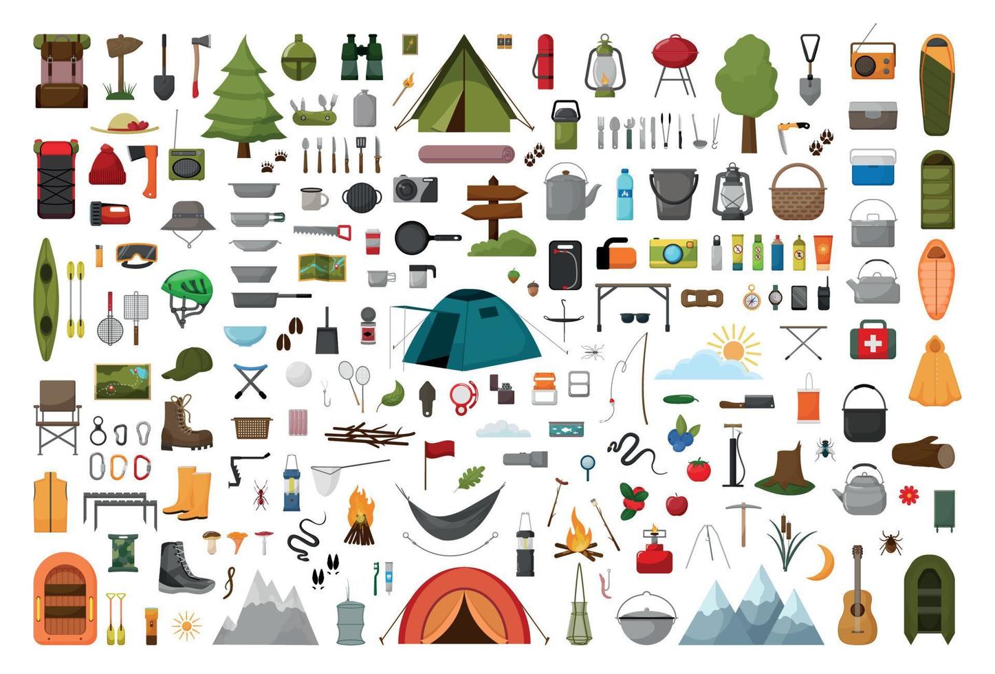 Set of Camping Equipments vector