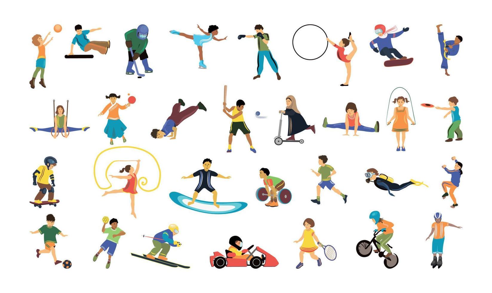 ilustraciones con niños deportistas vector