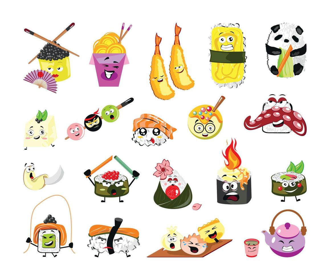 Asian Food Characters Set vector