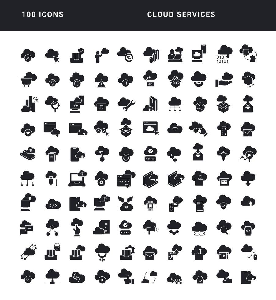 Set of simple icons of Cloud Services vector