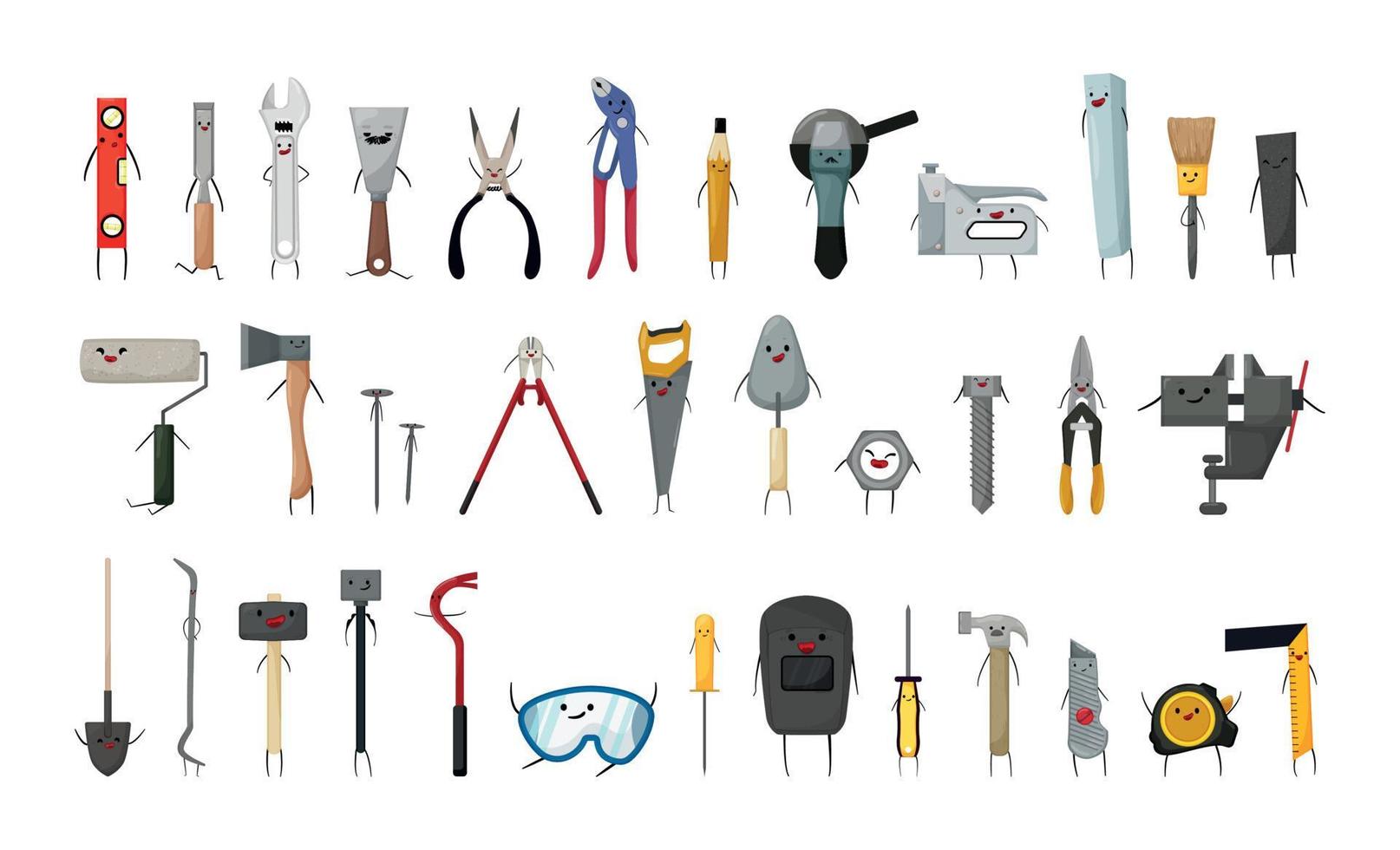 Construction Tool Set with Emotions vector