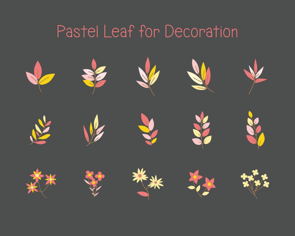 Pastel cute botanical leaf element for decoration or printing vector