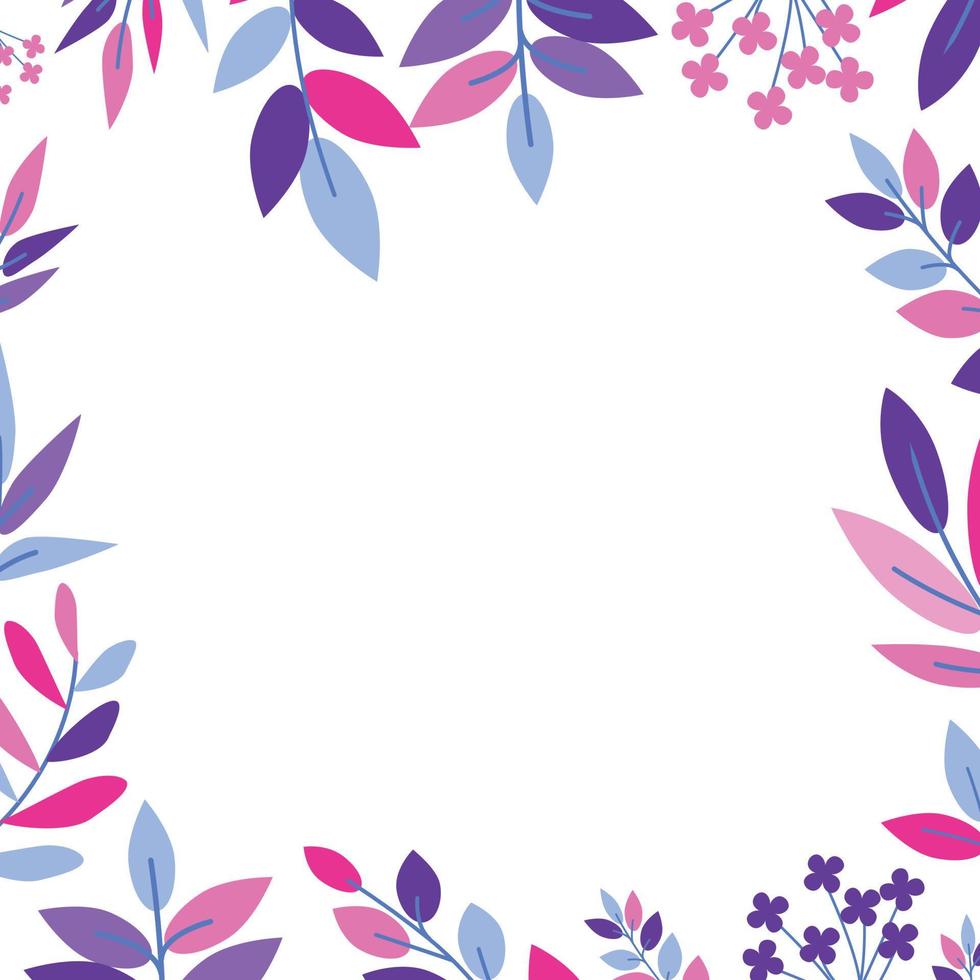 colorful cute botanica leaf frame on white background vector