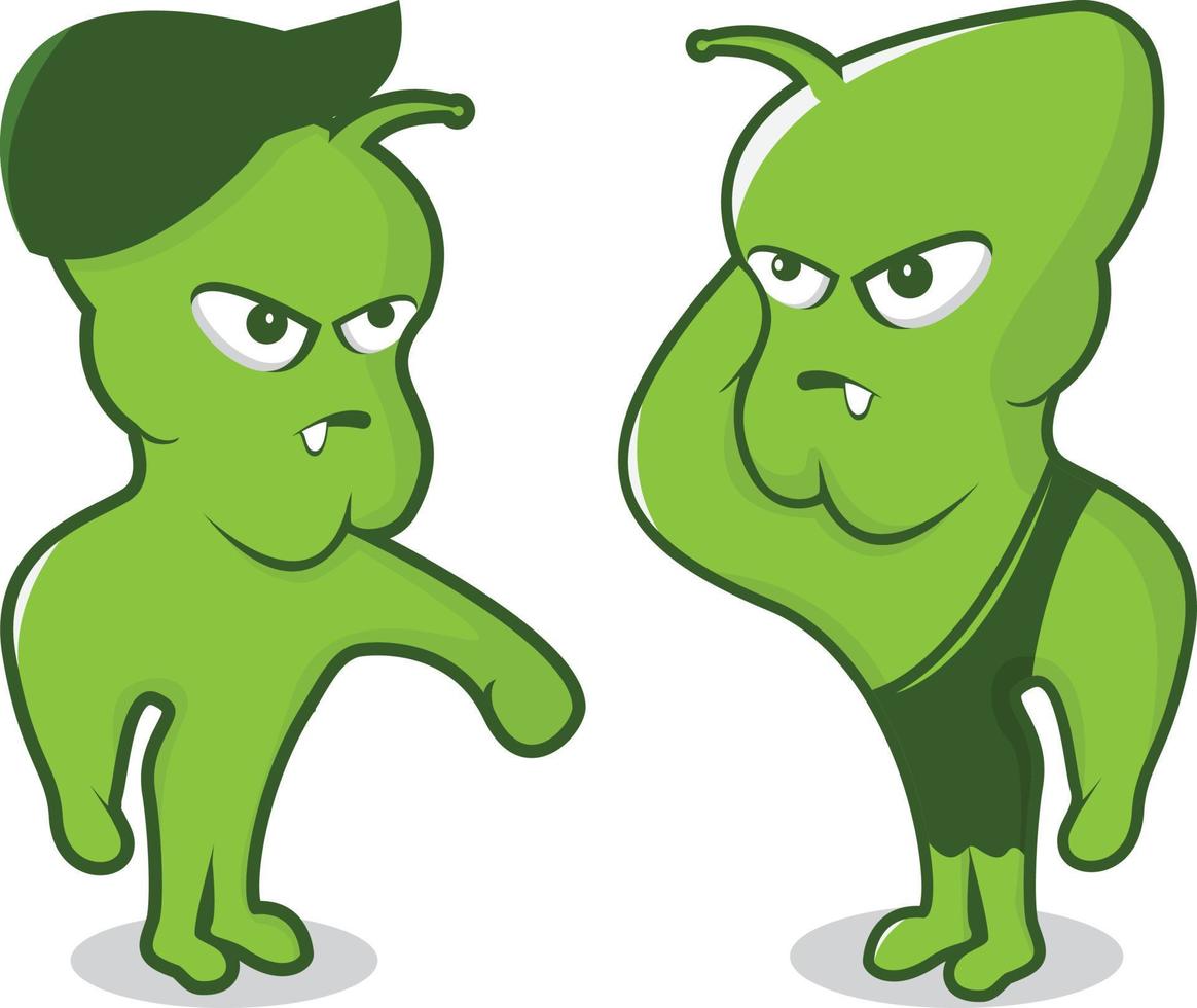 Two Alien Cute mascot character Vector