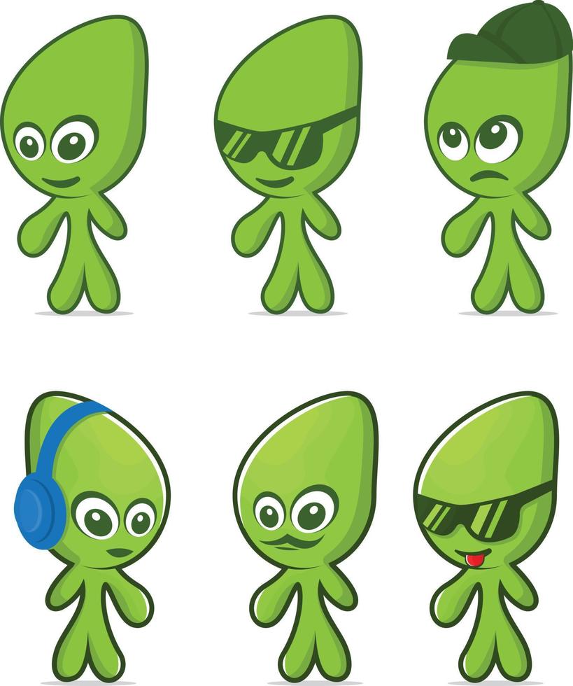 Alien mascot character set vector