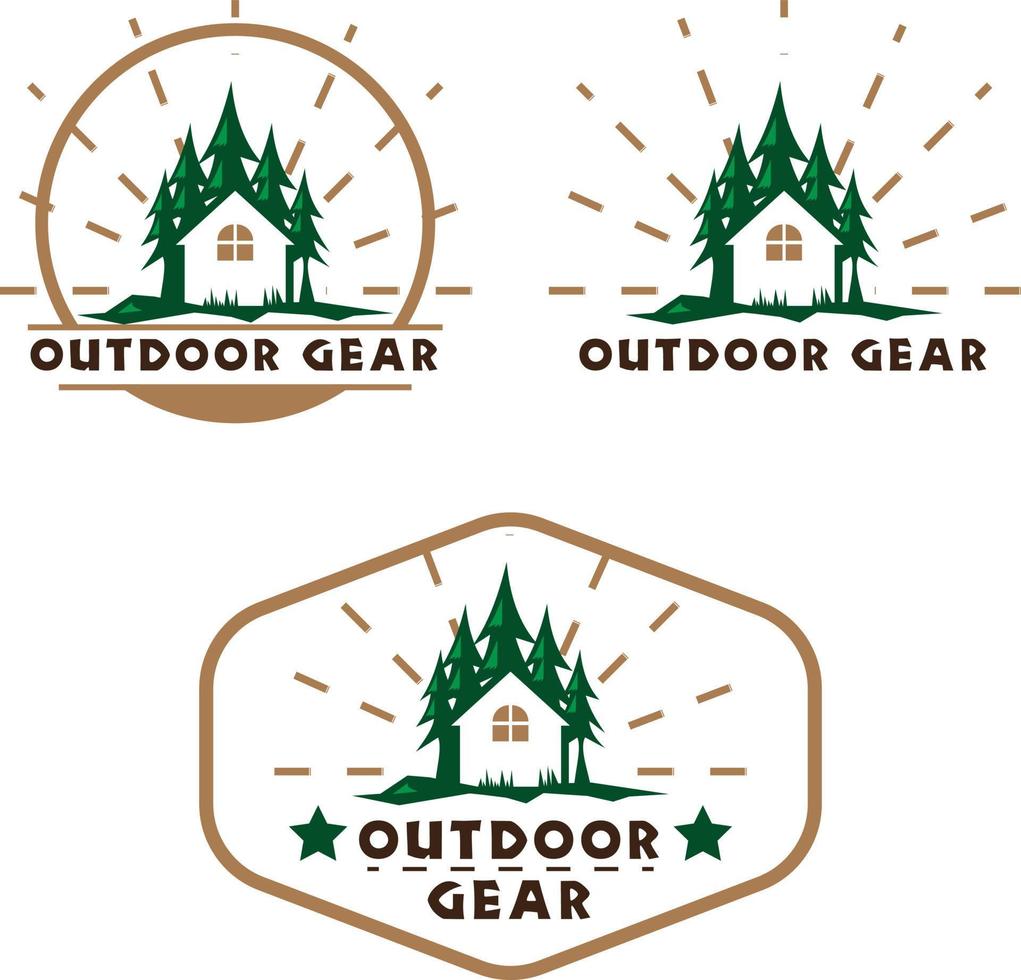 outdoor gear set logo mascot brand identity vector 8033715 Vector Art