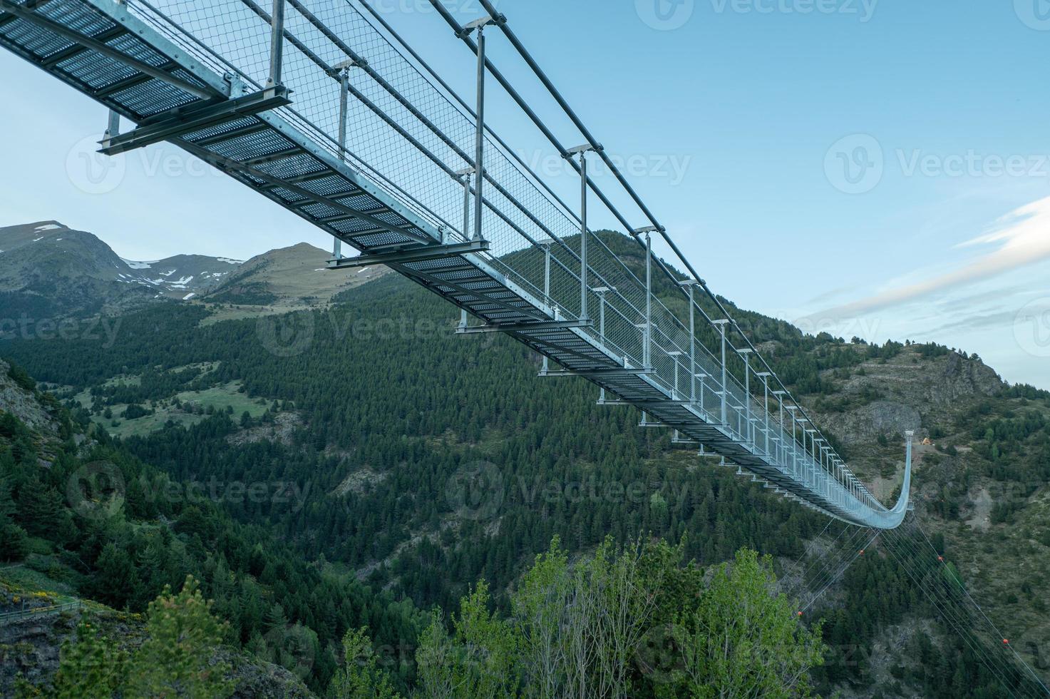 The longest Tibetan bridge in Europe, 600 meters long and 200 meters high in the Canillo Parish in Andorra photo