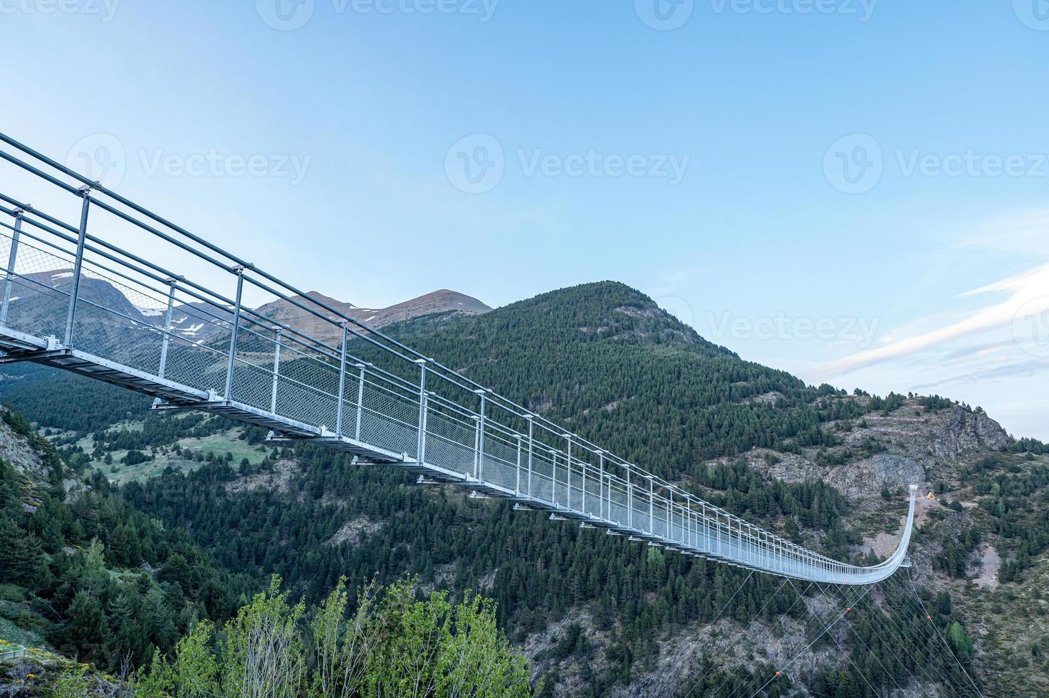 The longest Tibetan bridge in Europe, 600 meters long and 200 meters high in the Canillo Parish in Andorra photo